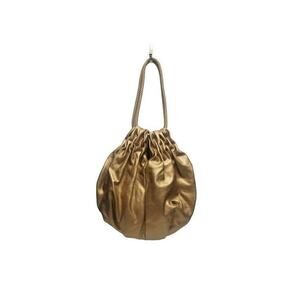 JOY MANGANO COLLECTION METALLIC GOLD OVERSIZED CRUNCH BAG